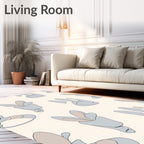 Soft Gray Bunny Silhouette Pattern Rug