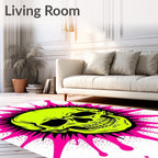 Bold Neon Yellow Skull Burst Rug
