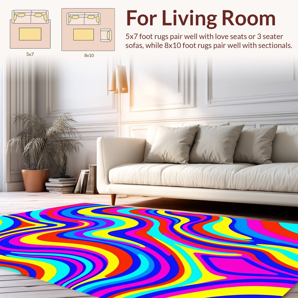 Vivid Swirling Color Pattern Rug