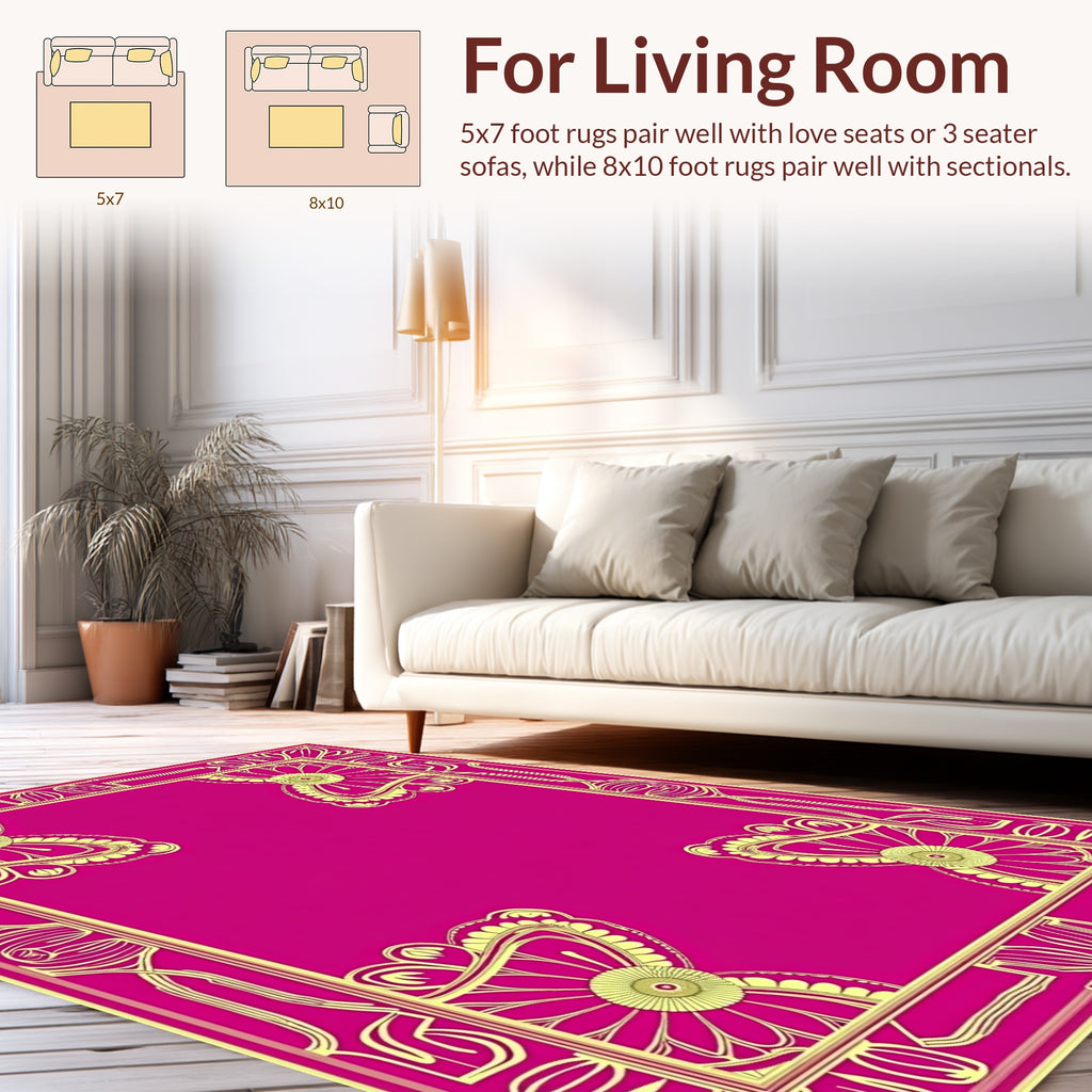 Victorian Floral Design Border Rug