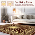 Radiant Sunburst With Geometric Border Design Rug
