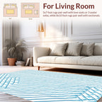 Blue White Geometric Pattern Rug