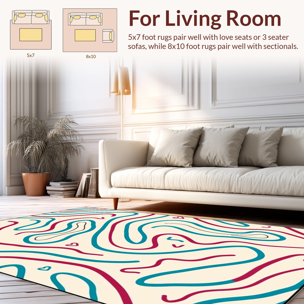Abstract Curvy Lines Pattern Design Rug