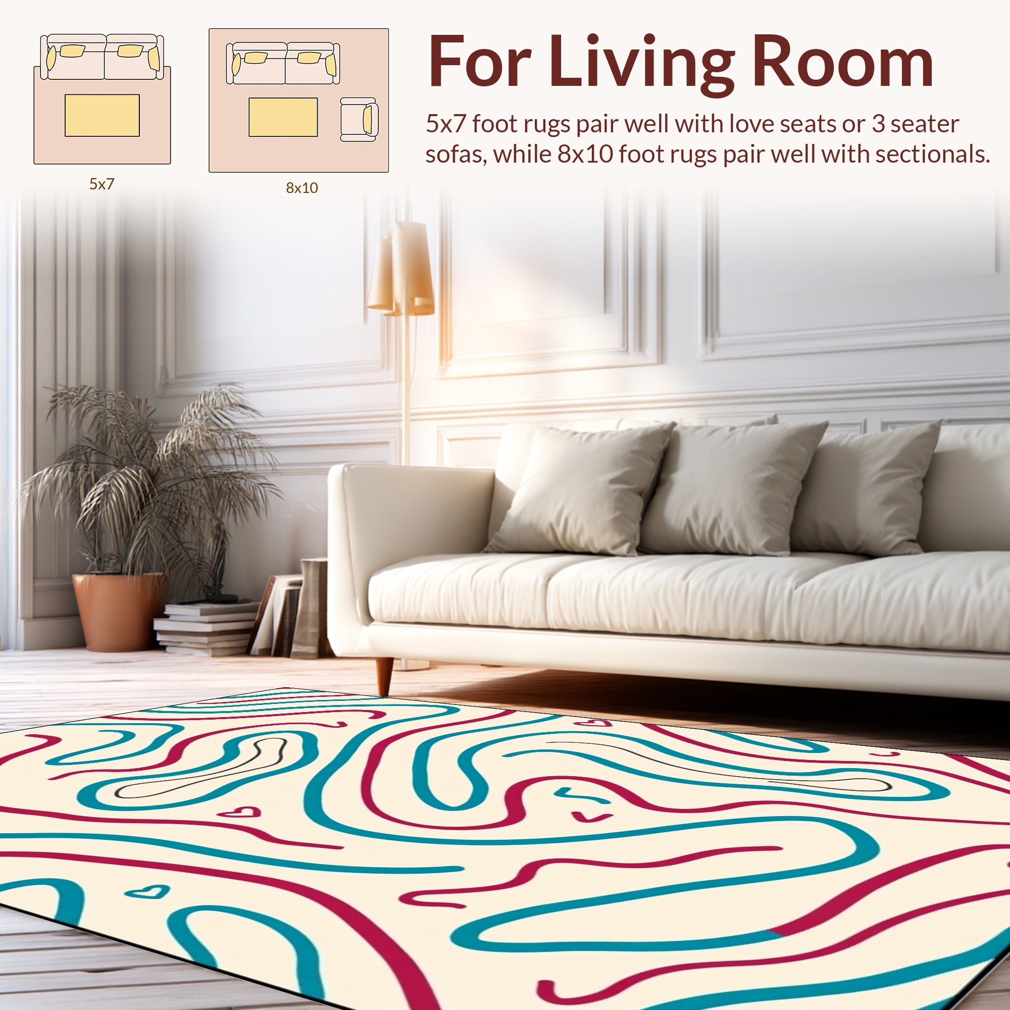 Abstract Curvy Lines Pattern Design Rug