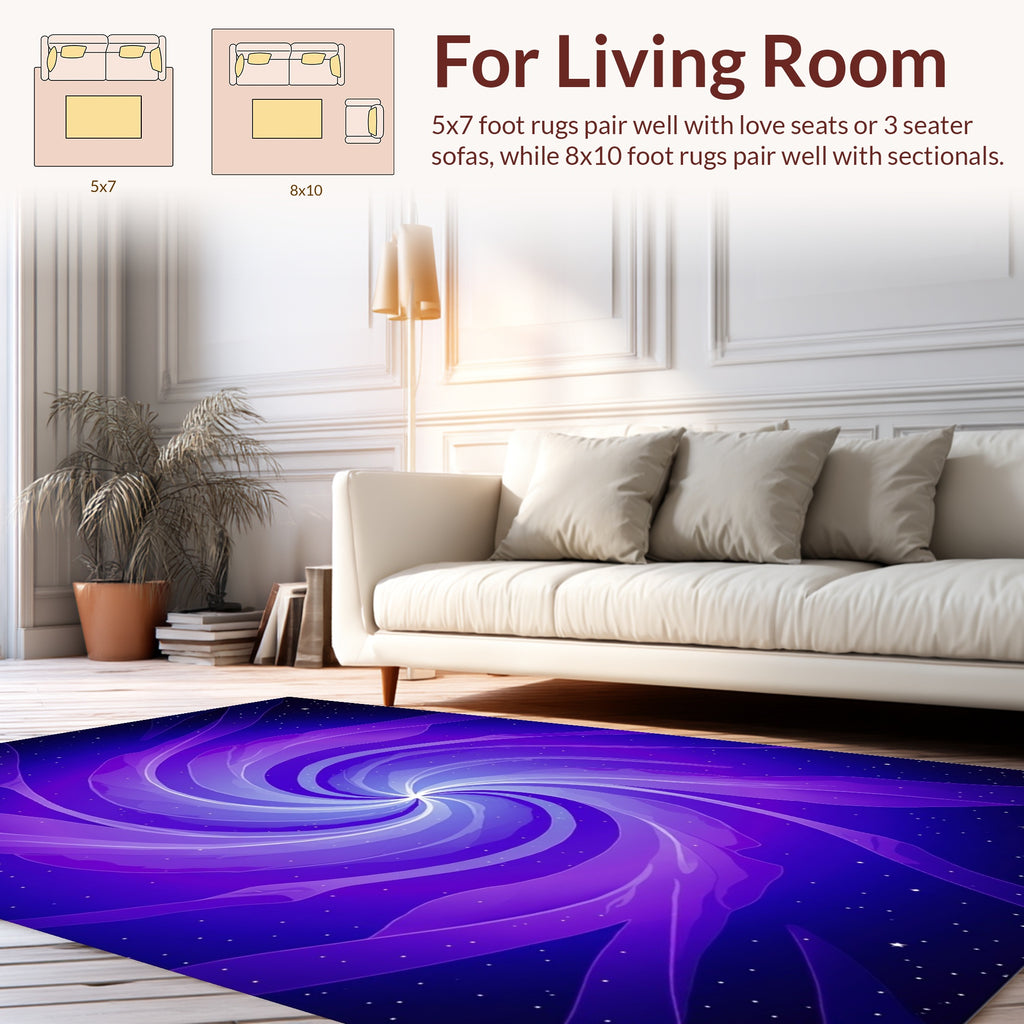 Vibrant Purple Swirl Starry Night Rug