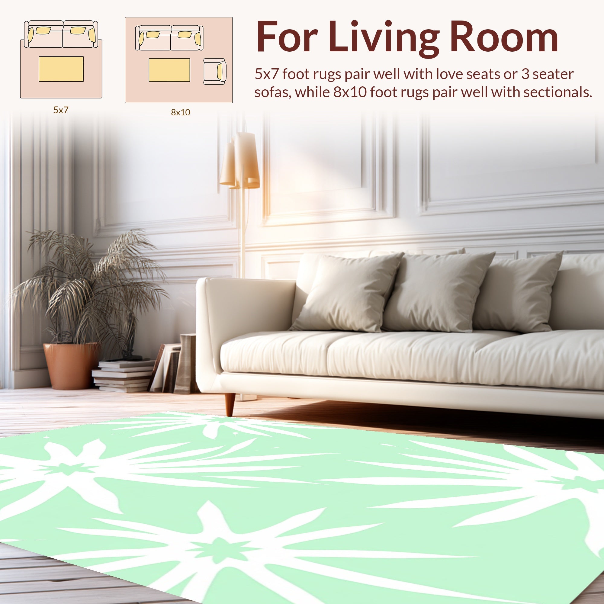 Abstract White Starburst Mint Rug
