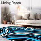 Electric Blue Swirling Wind Rug