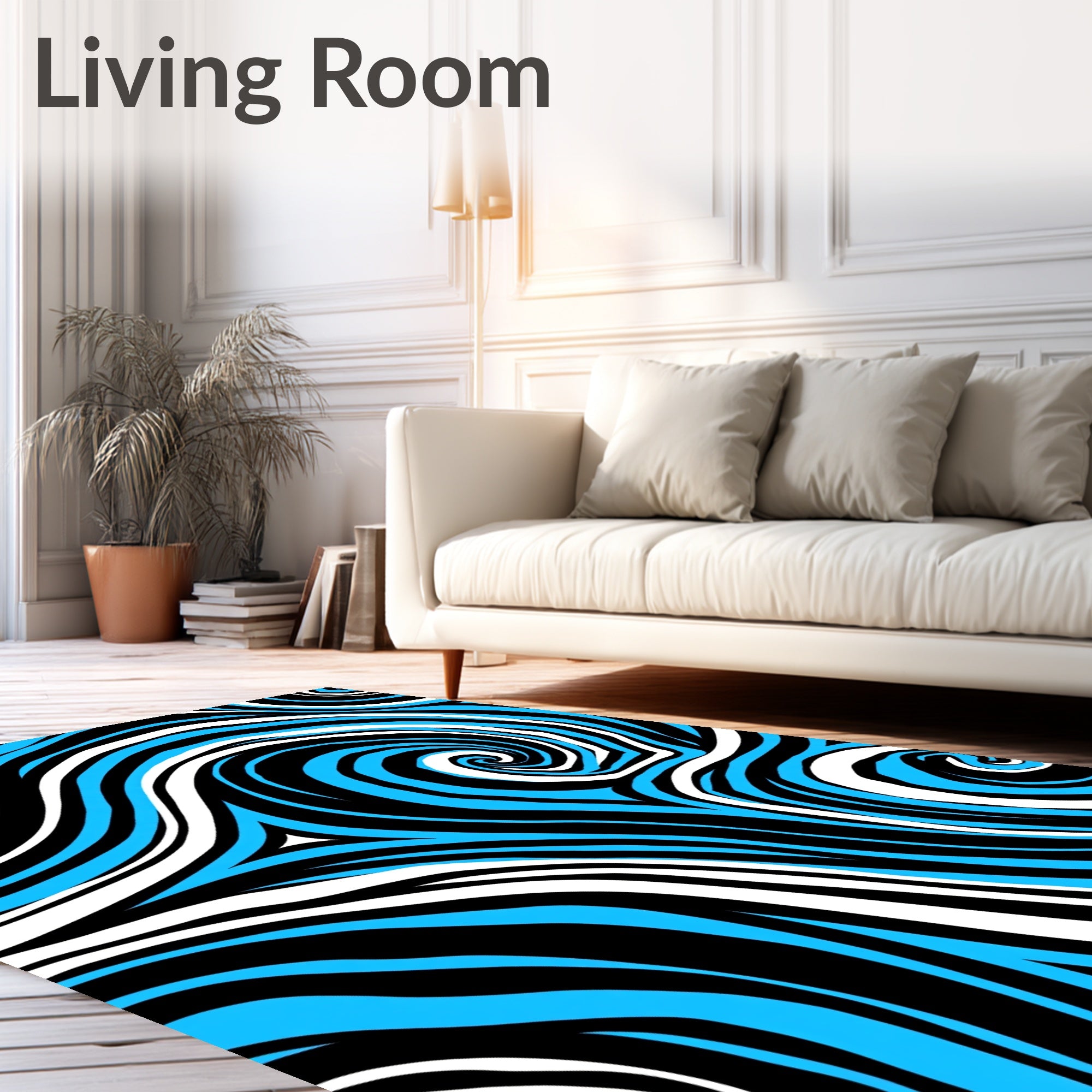 Electric Blue Swirling Wind Rug