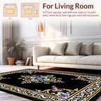 Ornate Floral Black Gold Rug