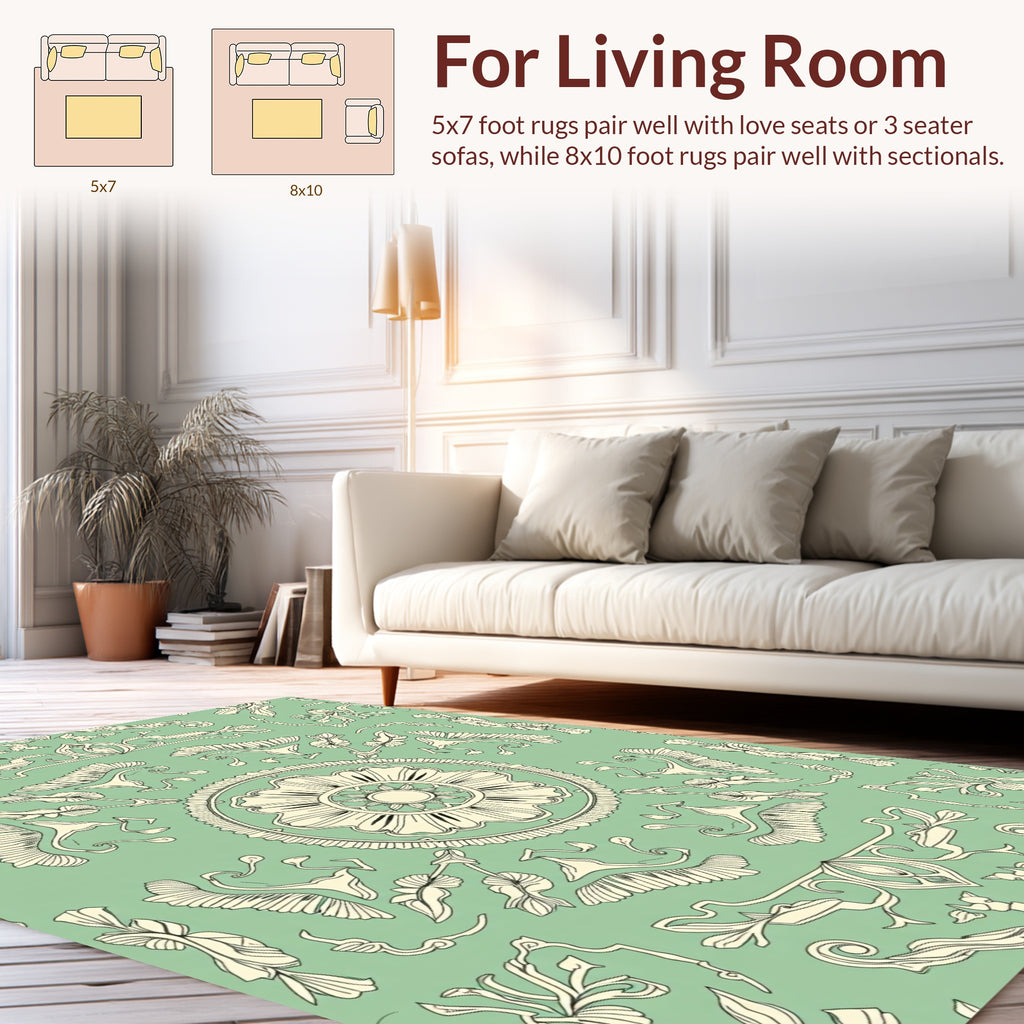 Vintage Ornamental Scrollwork Mandala Design Rug