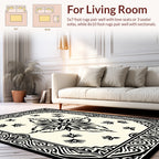 Black Floral Mandala Pattern Square Rug