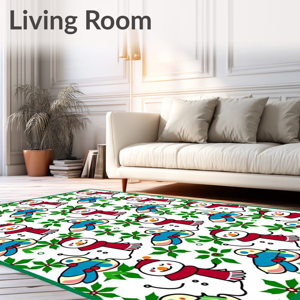 Festive Snowman Holly Garland Rug