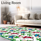 Festive Snowman Holly Garland Rug