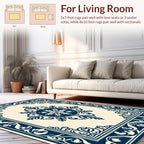 Classic Indigo Floral Medallion Border Rug