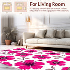 Vibrant Pink Flower Motif Design Rug
