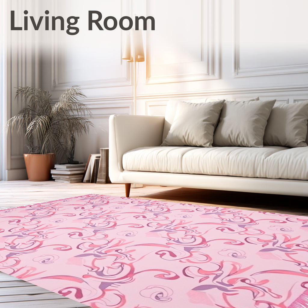 Pink Swirl Abstract Watercolor Rug