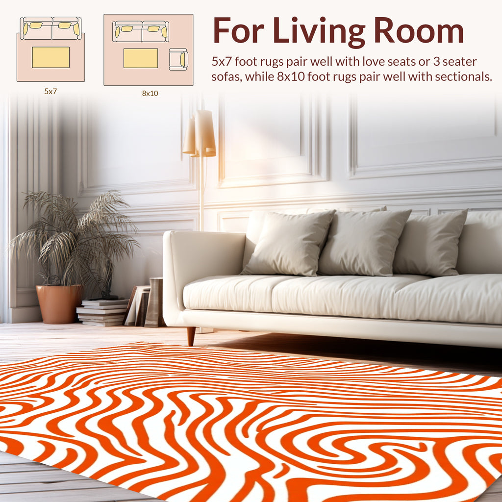Abstract Orange Swirl Pattern Rug