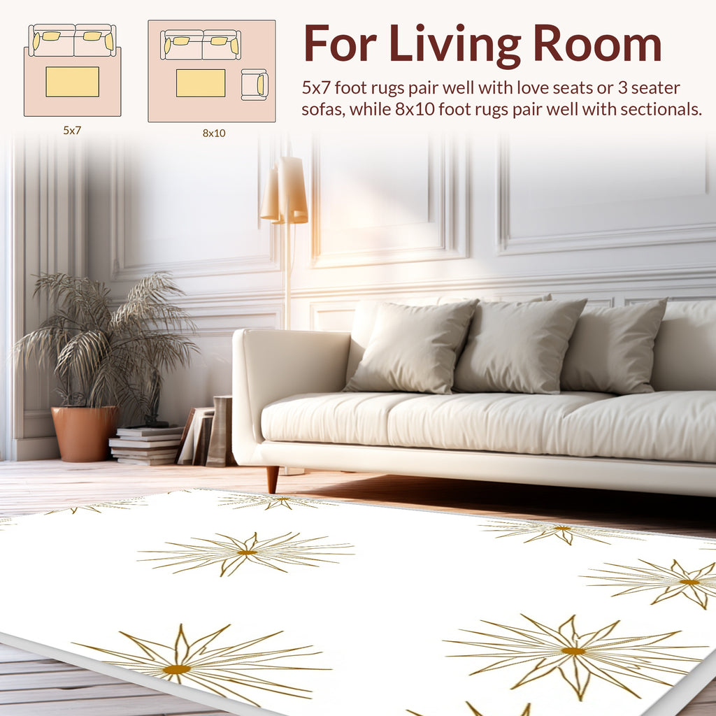 Golden Starburst Pattern Design Rug