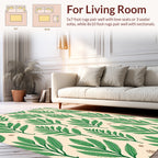 Green Leaf And Small Flower Pattern Rug