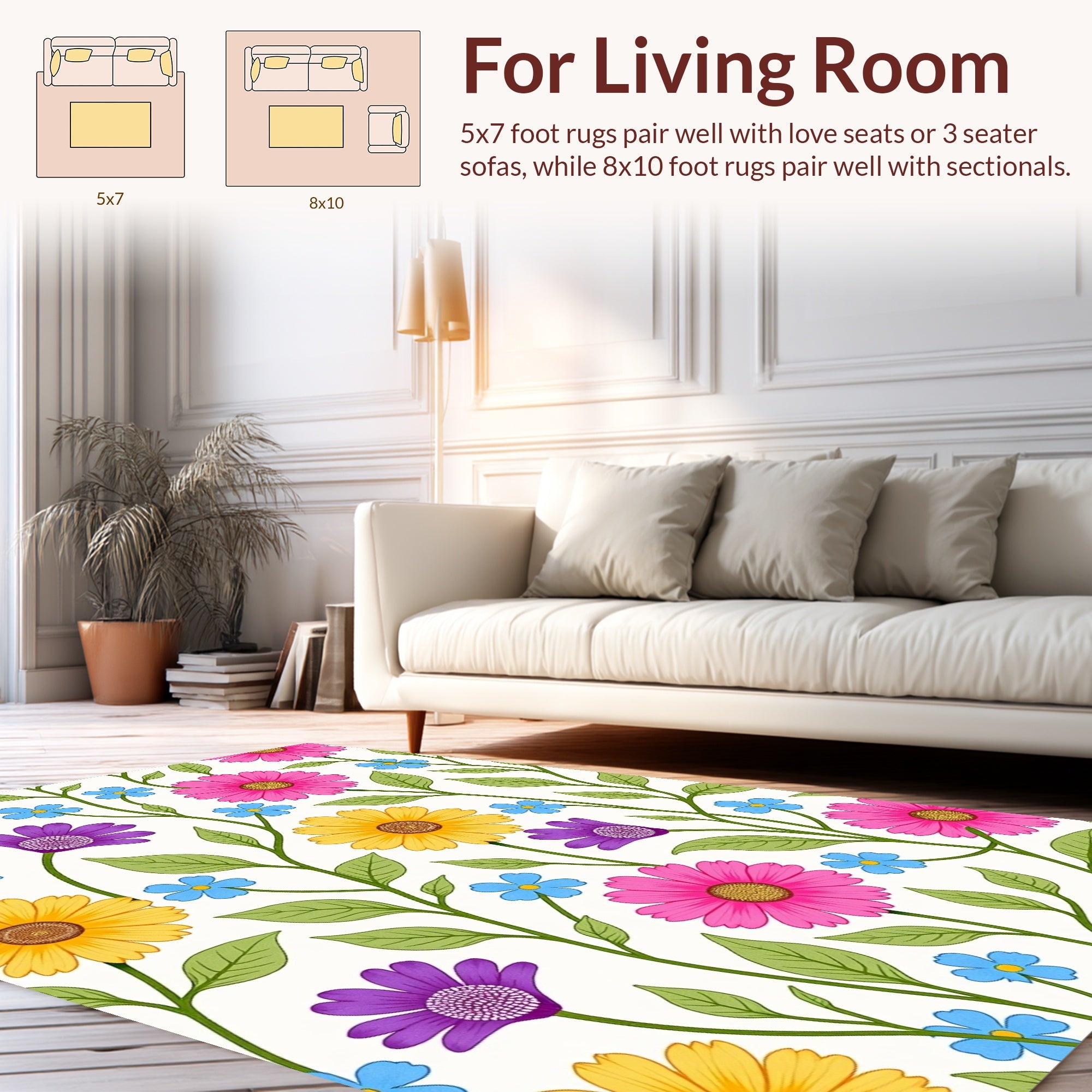 Colorful Floral Vine Pattern Rug