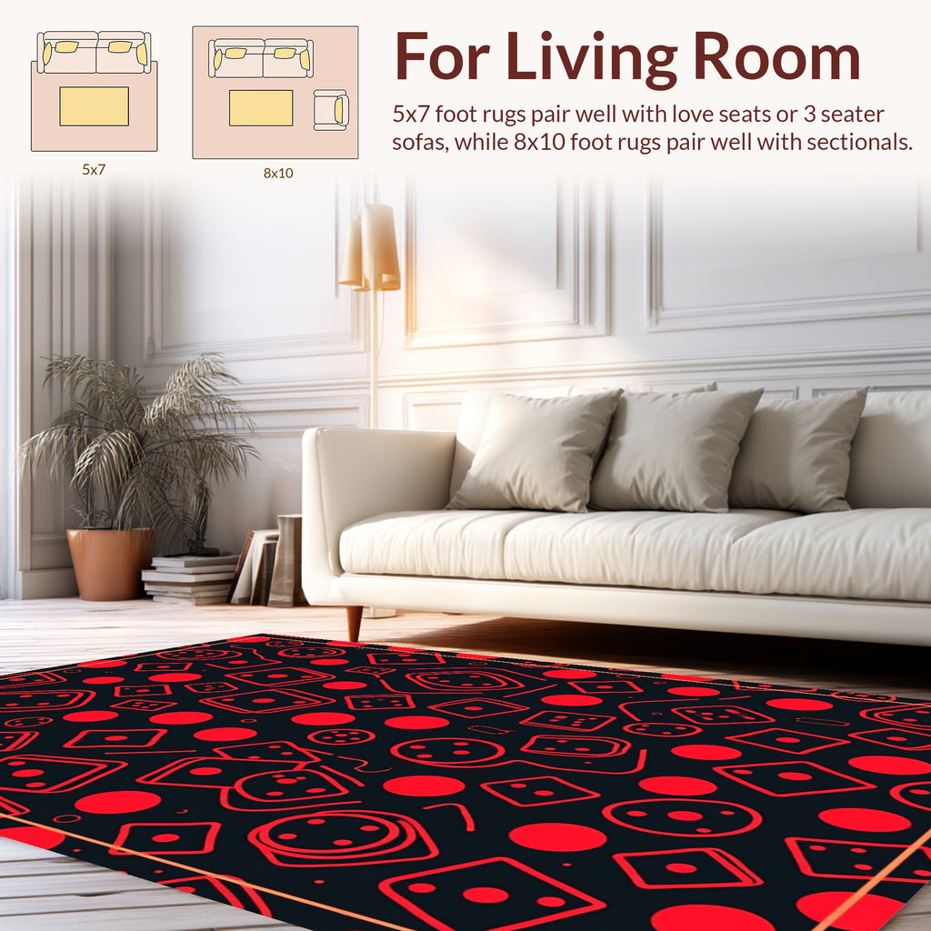 Red Dice Dots Pattern Rug