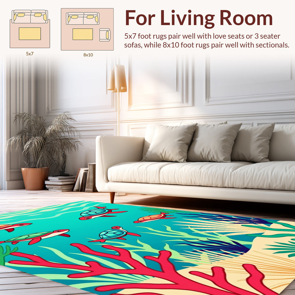 Playful Sea Turtles Beneath Waves Design Rug