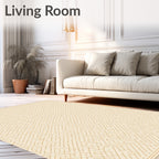 Cream Golden Maze Line Rug