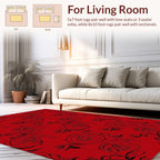 Black Outline Rose Floral Pattern Rug