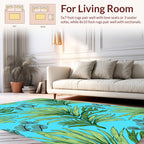 Tropical Leaf Pattern Vibrant Blue Rug