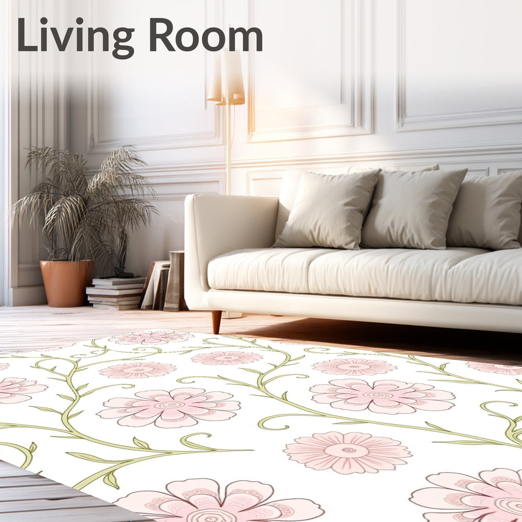 Vintage Pastel Pink Floral Vine Rug