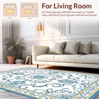 Blue Gold Medallion Floral Elegance Rug