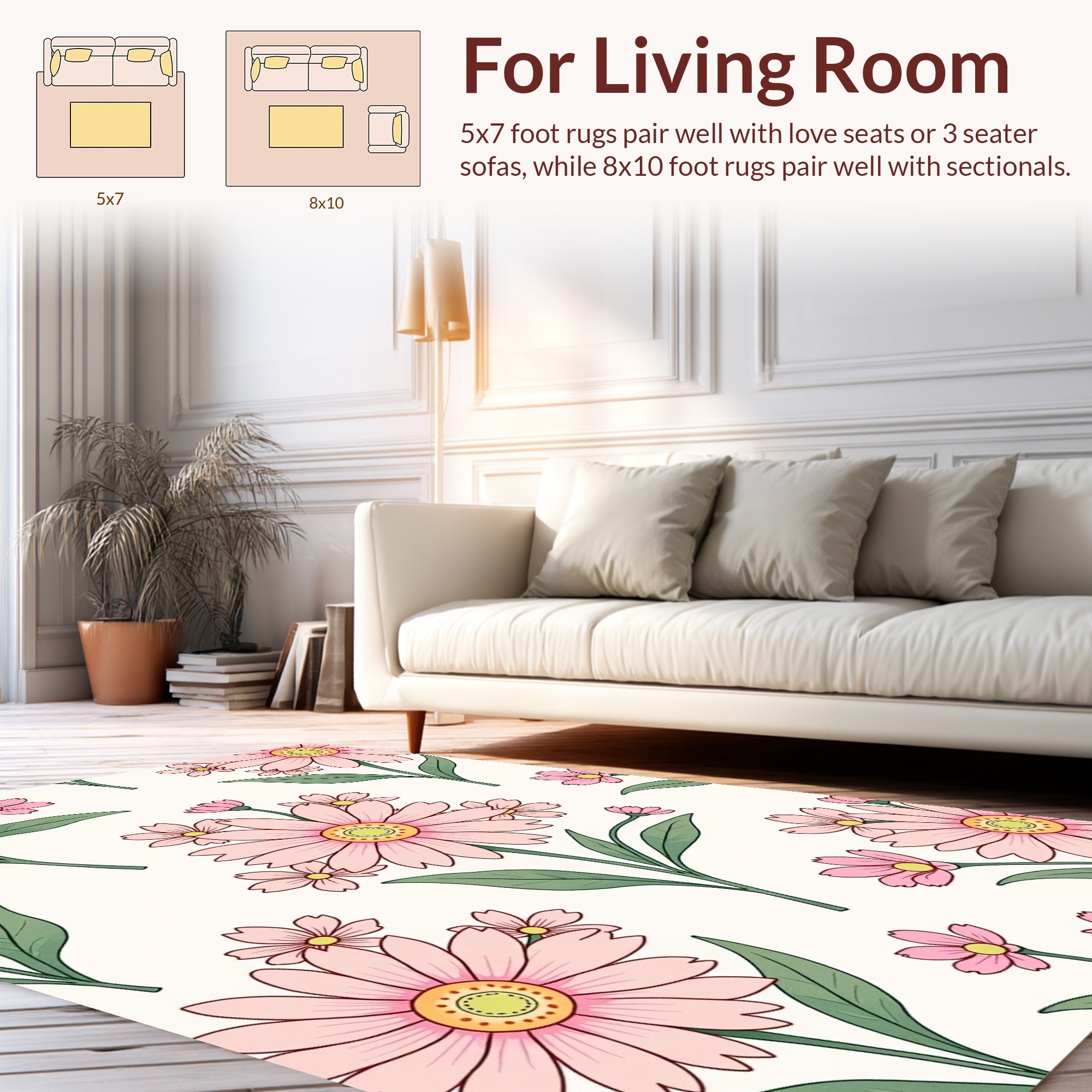 Pink Daisy Garden Pattern Rug