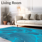 Deep Teal Feathered Swirl Rug