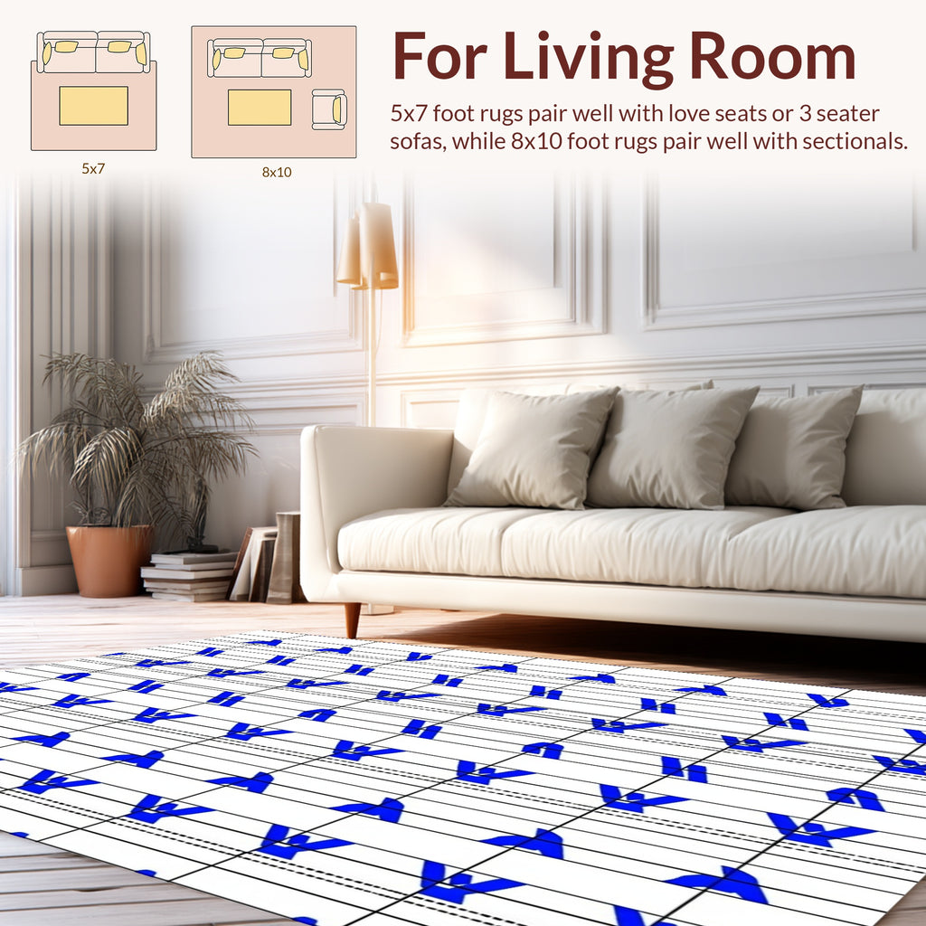 Bold Blue Abstract Stripe Design Rug
