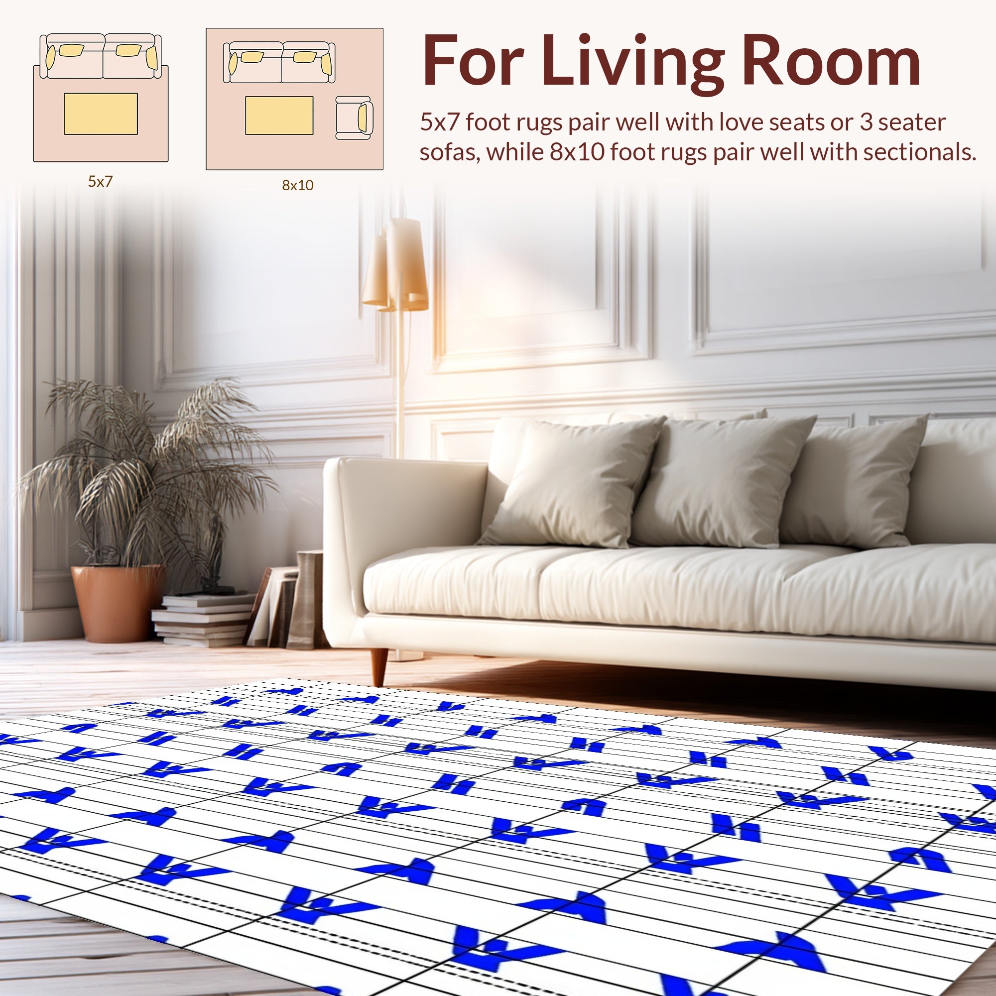Bold Blue Abstract Stripe Design Rug