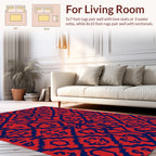 Red Blue Geometric Pattern Rug