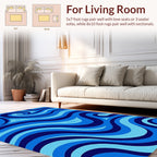 Vivid Blue Swirl Wave Pattern Rug