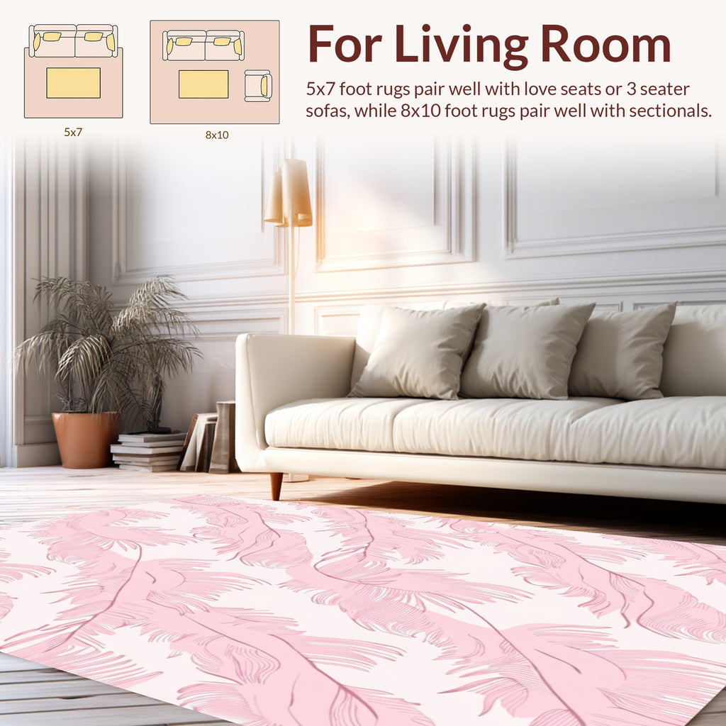 Soft Pink Feather Pattern Design Rug
