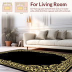 Gold Floral Interlace Decorative Border Rug