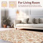 Ornate Tan and Cream Vintage Pattern Rug
