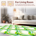 Abstract Wavy Green Yellow Pattern Rug