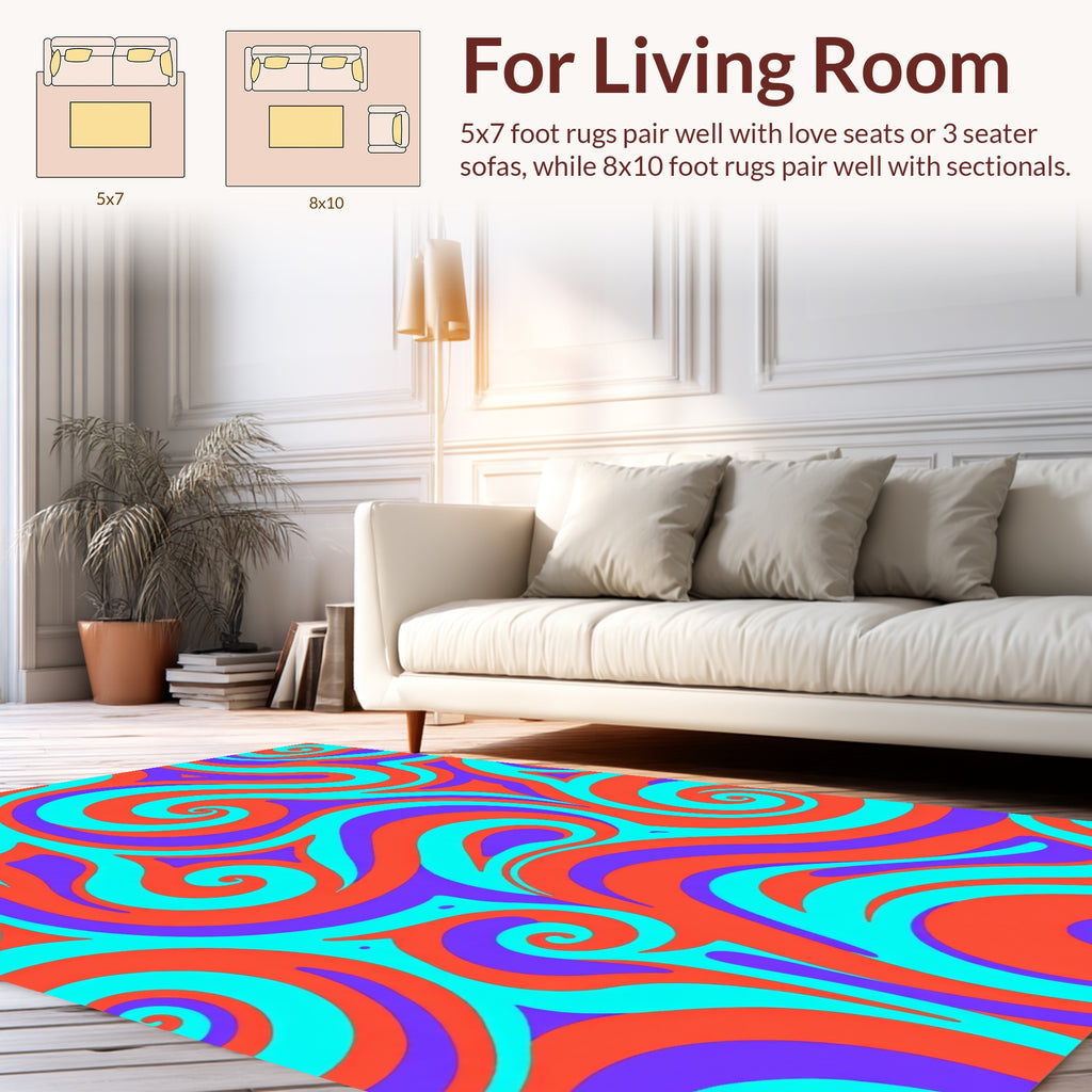 Vibrant Swirls And Curves Pattern Rug