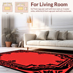 Red Black Oriental Creature Frame Rug