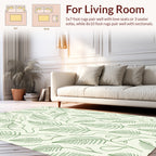 Delicate Green Fern Leaf Pattern Rug
