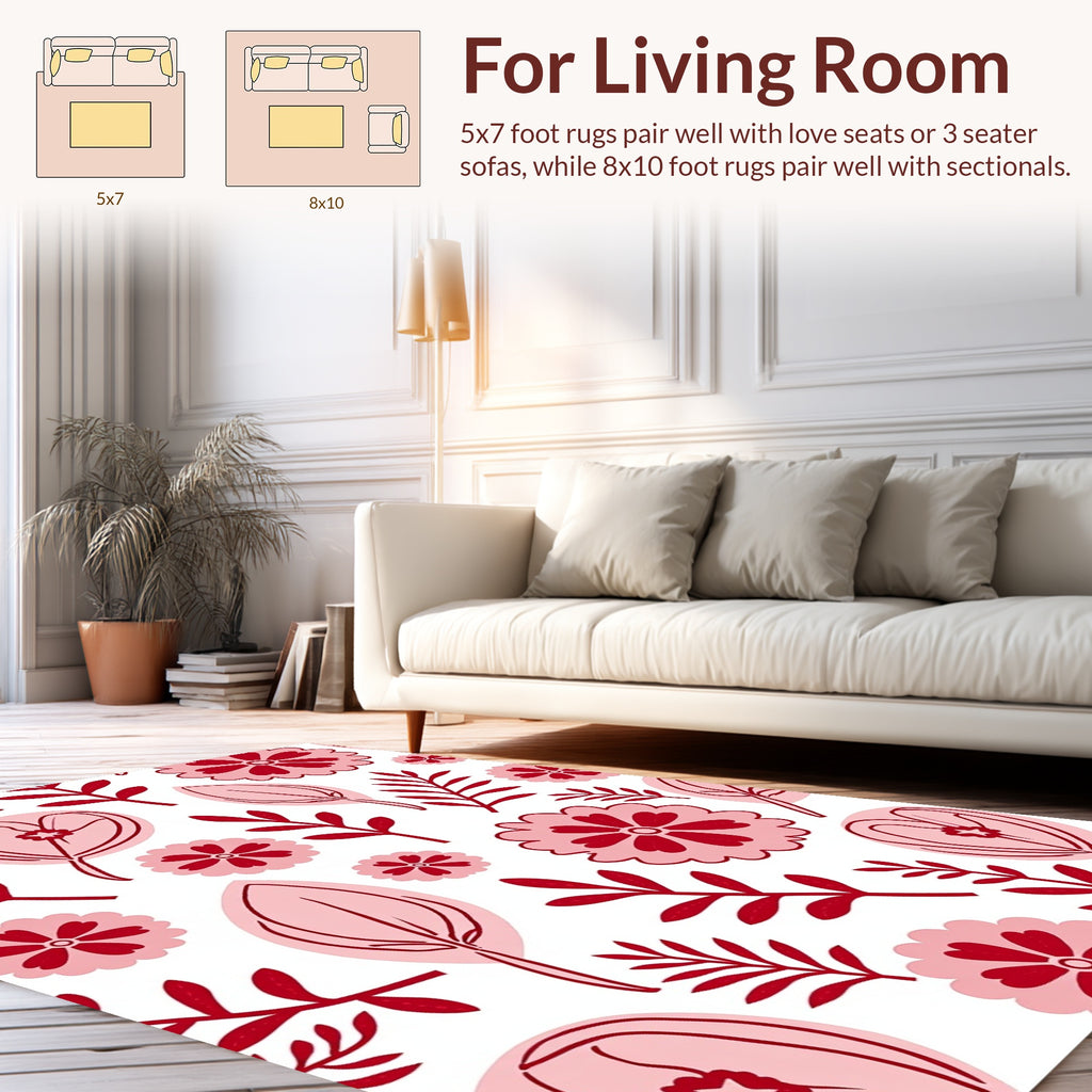 Stylized Floral Branch Pattern Design Rug