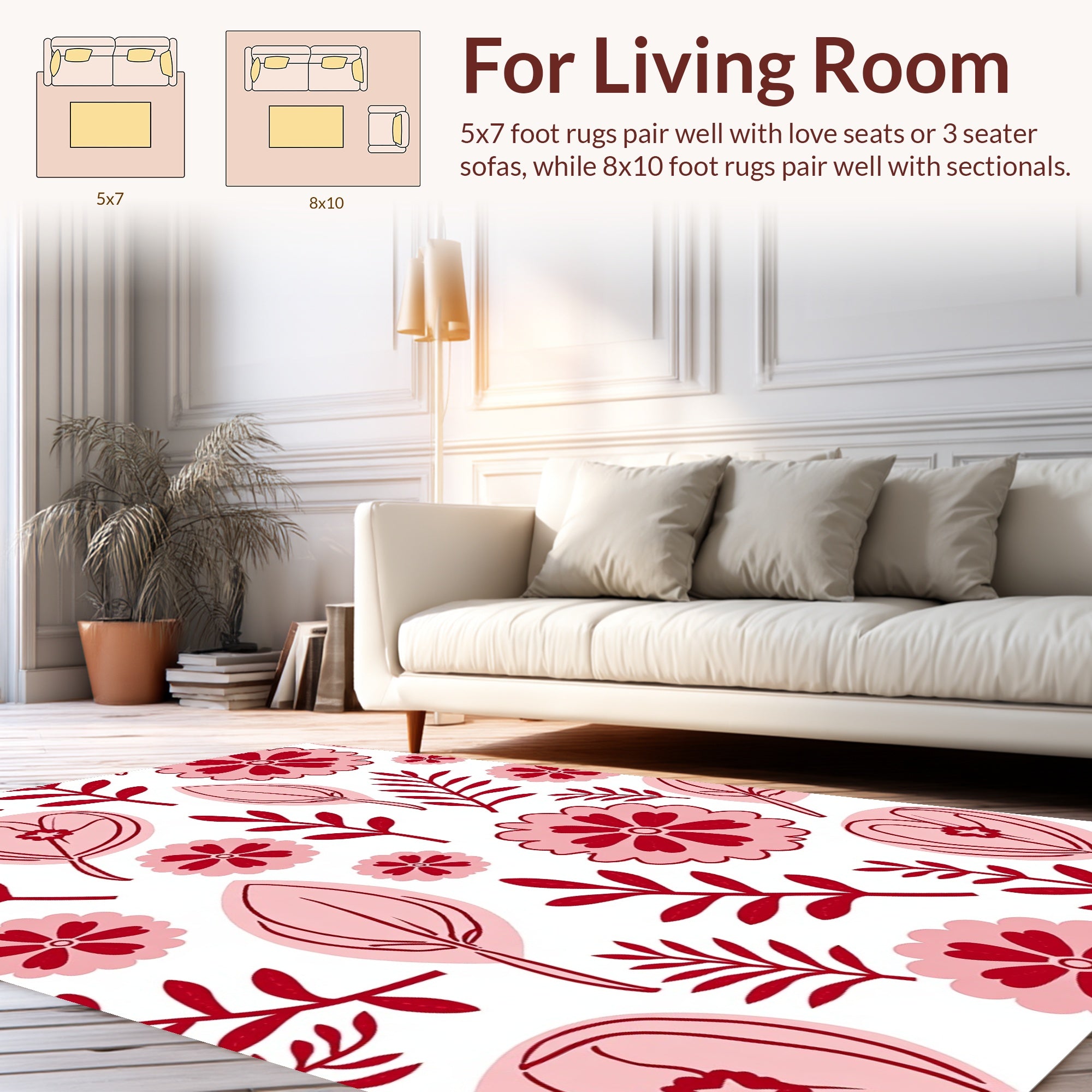 Stylized Floral Branch Pattern Design Rug
