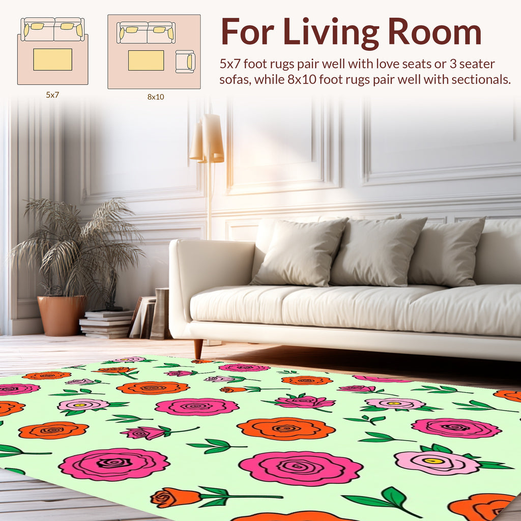 Floral Rose Pattern Delight Rug