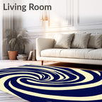 Deep Blue Cream Swirl Vortex Rug