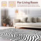 Bold Black White Wavy Lines Rug