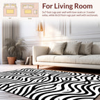 Modern Wavy Black White Design Rug